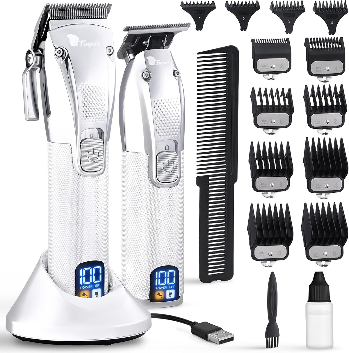 Fagaci professional hair clippers front view barber kit