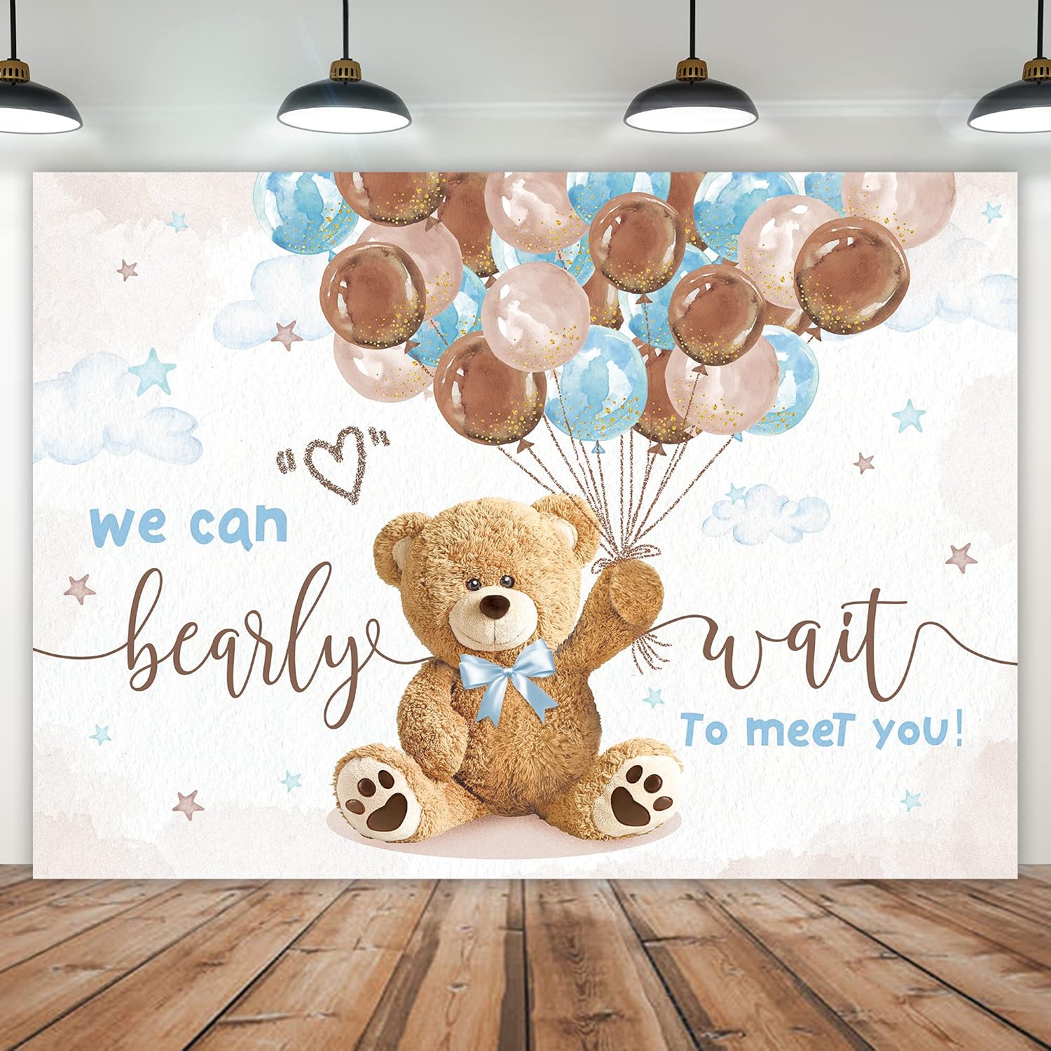 Imirell bear baby shower backdrop front view studio photography