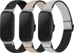 Lifestyle view of Fitbit Inspire 3 worn with nylon elastic band