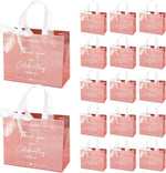 Chengu rose gold gift bag front view with ribbon