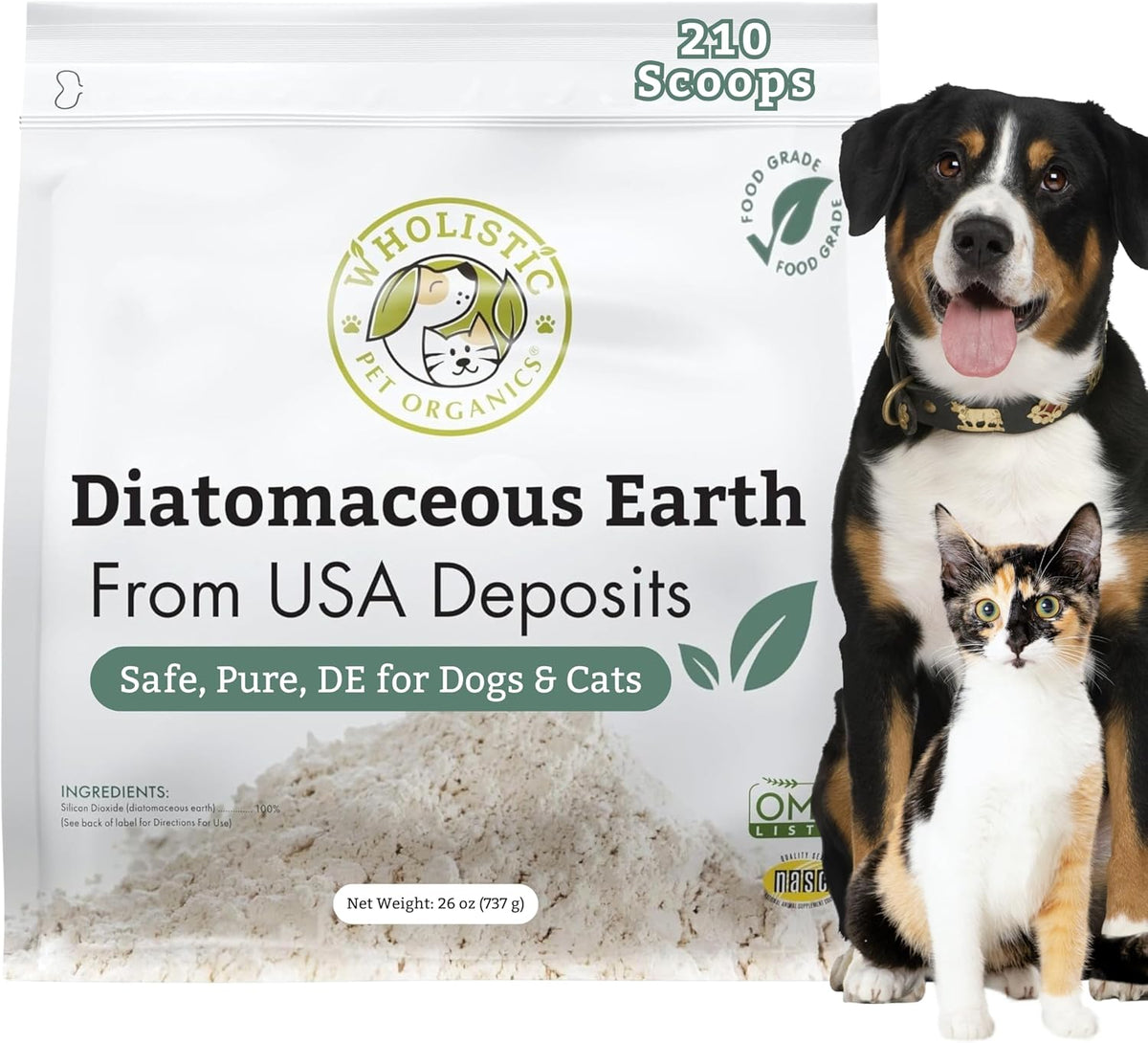 Wholistic Pet Organics Diatomaceous Earth - Food Grade for Dogs & Cats - 4 Oz - Multi Use Powder - Pet Safe Non-Chemical Freshwater Sourced Silica Supports Overall Health - Made in USA - 32 Scoops - Image 11