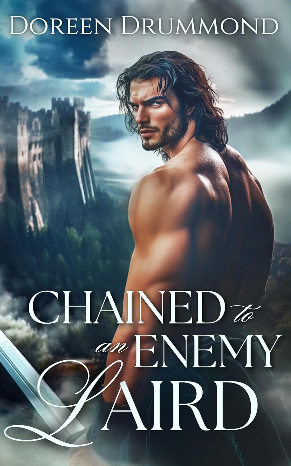 Doreen Drummond Chained to an Enemy Laird novel front cover view featuring Scottish historical romance artwork.