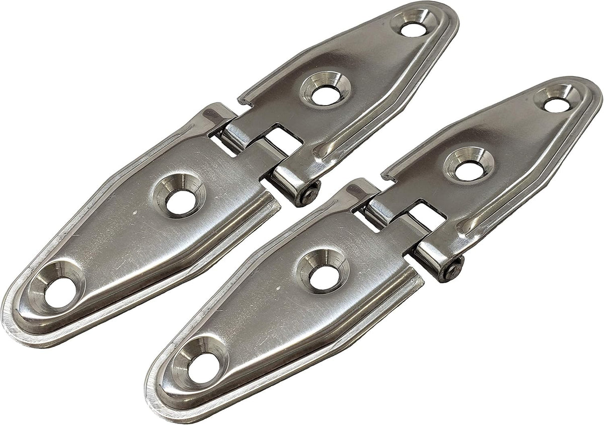 Salty Reef Marine Hardware Pressed Strap Hinge front view stainless steel