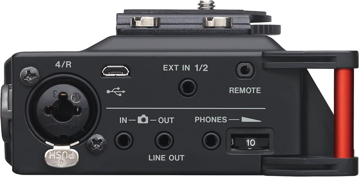 Tascam DR-70D rear panel and battery compartment view