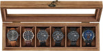 SONGMICS 10-Slot Watch Box, Watch Display Case with Large Glass Lid, Removable Pillows, Velvet Lining, Gift Idea, Rustic Walnut UJOW100K01 - Image 10
