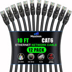 Maximm Cat6 Ethernet Cable 10 Ft Blue (12-Pack), 10Gbps 550MHz UTP Cord - Image 10