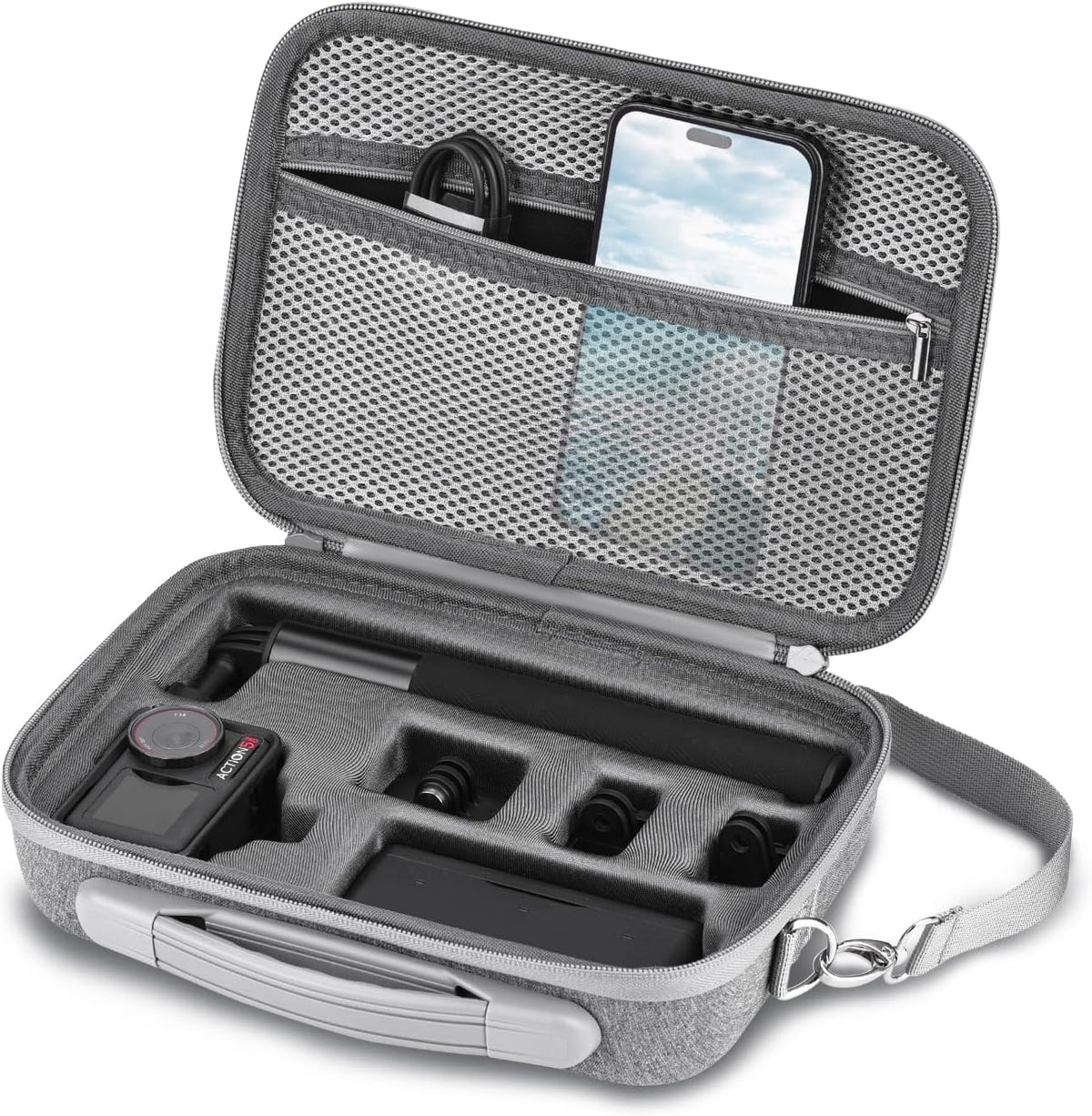 Flymile Osmo Action 5 Pro carrying case front view storage organizer