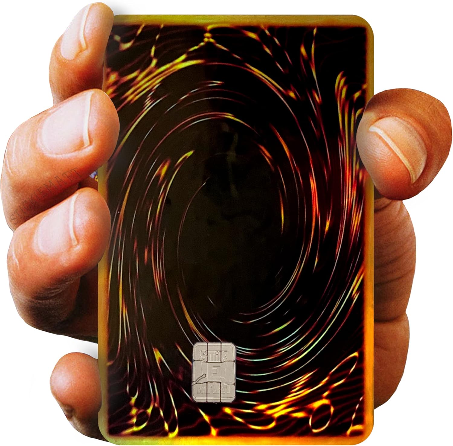 STICKIEMART Holographic Anime Trading Card skin cover front view applied on a credit card