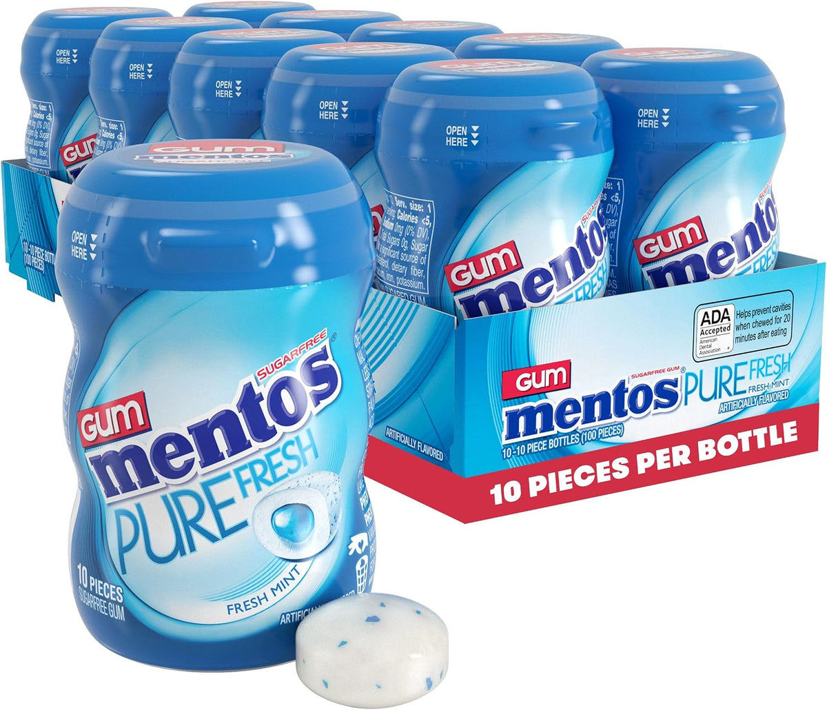 Mentos Pure Fresh Sugar-Free Chewing Gum with Xylitol, Fresh Mint, 50 Count (Pack of 6) - Image 9