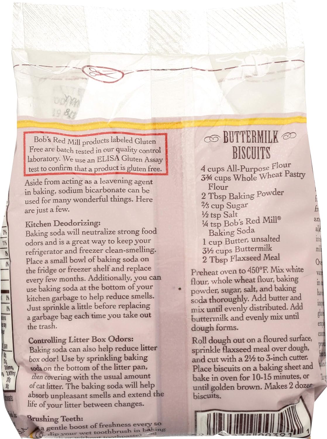 Bob's Red Mill Baking Soda packaging seal and details