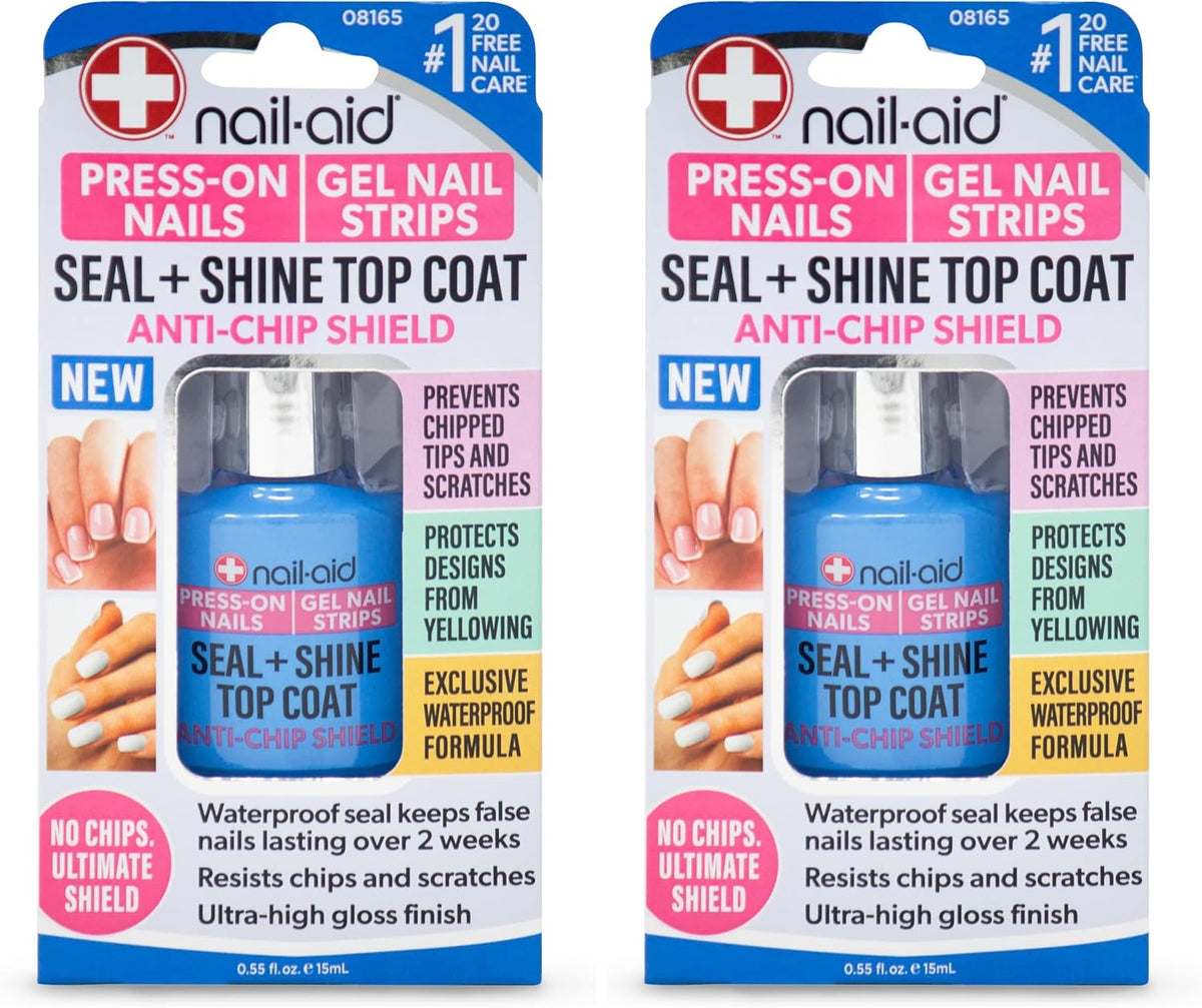 Nail-Aid Seal And Shine Top Coat packaging and gloss finish details.