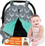 Dear Baby Car Seat Canopy 40"x30" Soft Lightweight Fabric- Antler & Flower | Easy to Wash with Cute Patterns & Vibrant Colors - Crafted For Little Ones, Ideal for Milk Time, Summer Days & Cooler Weather - Image 9
