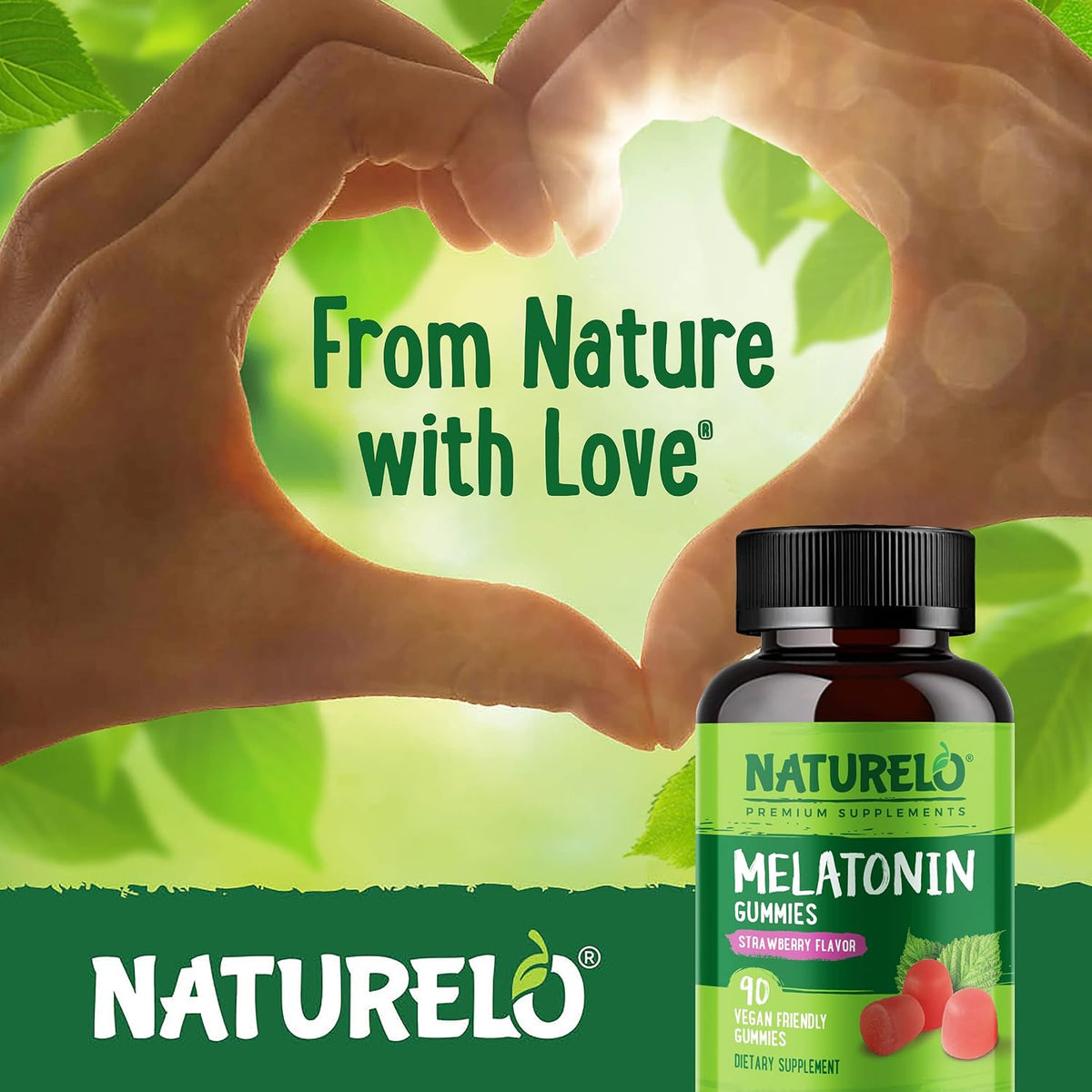 Naturelo Melatonin Gummies packaging and bottle seal