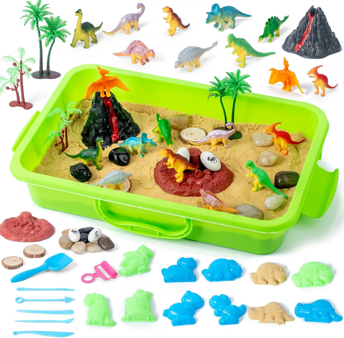 Sikmcle dinosaur sensory bin toy kit front view