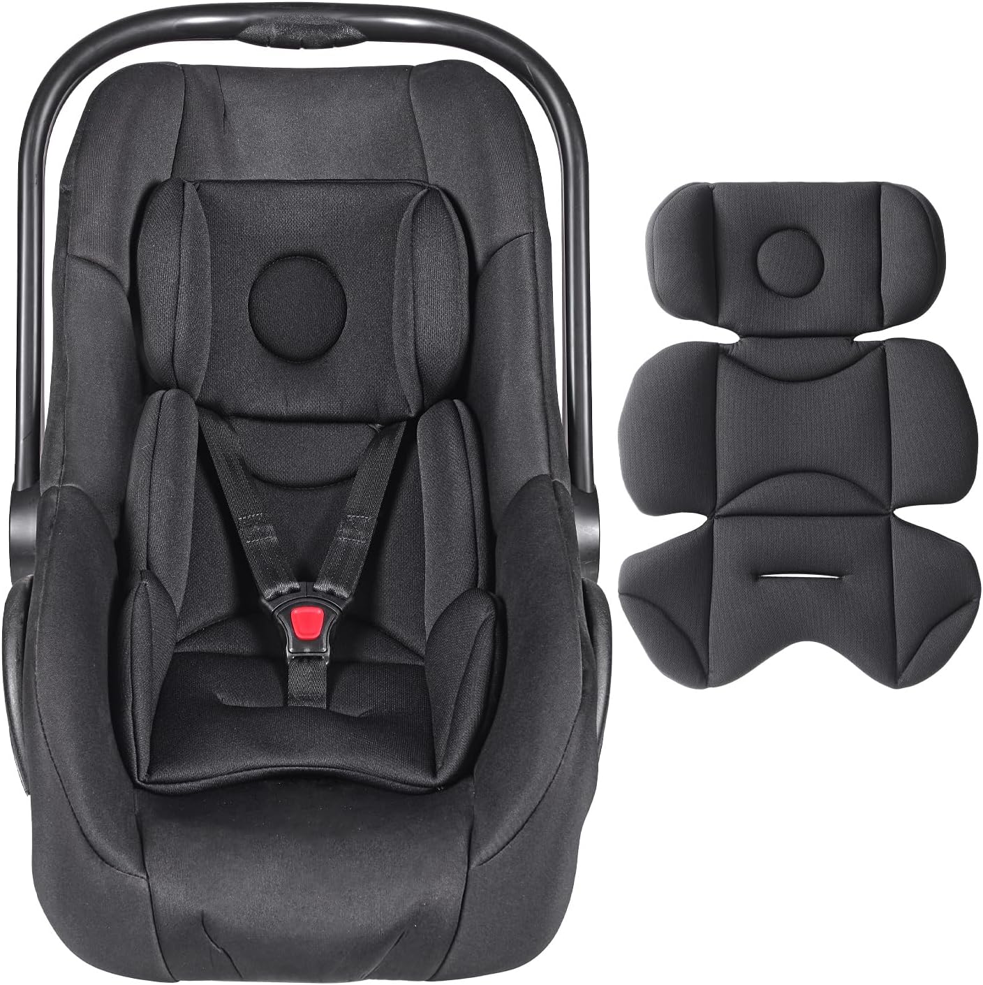 FunTankie infant car seat insert front view showing black breathable mesh fabric.