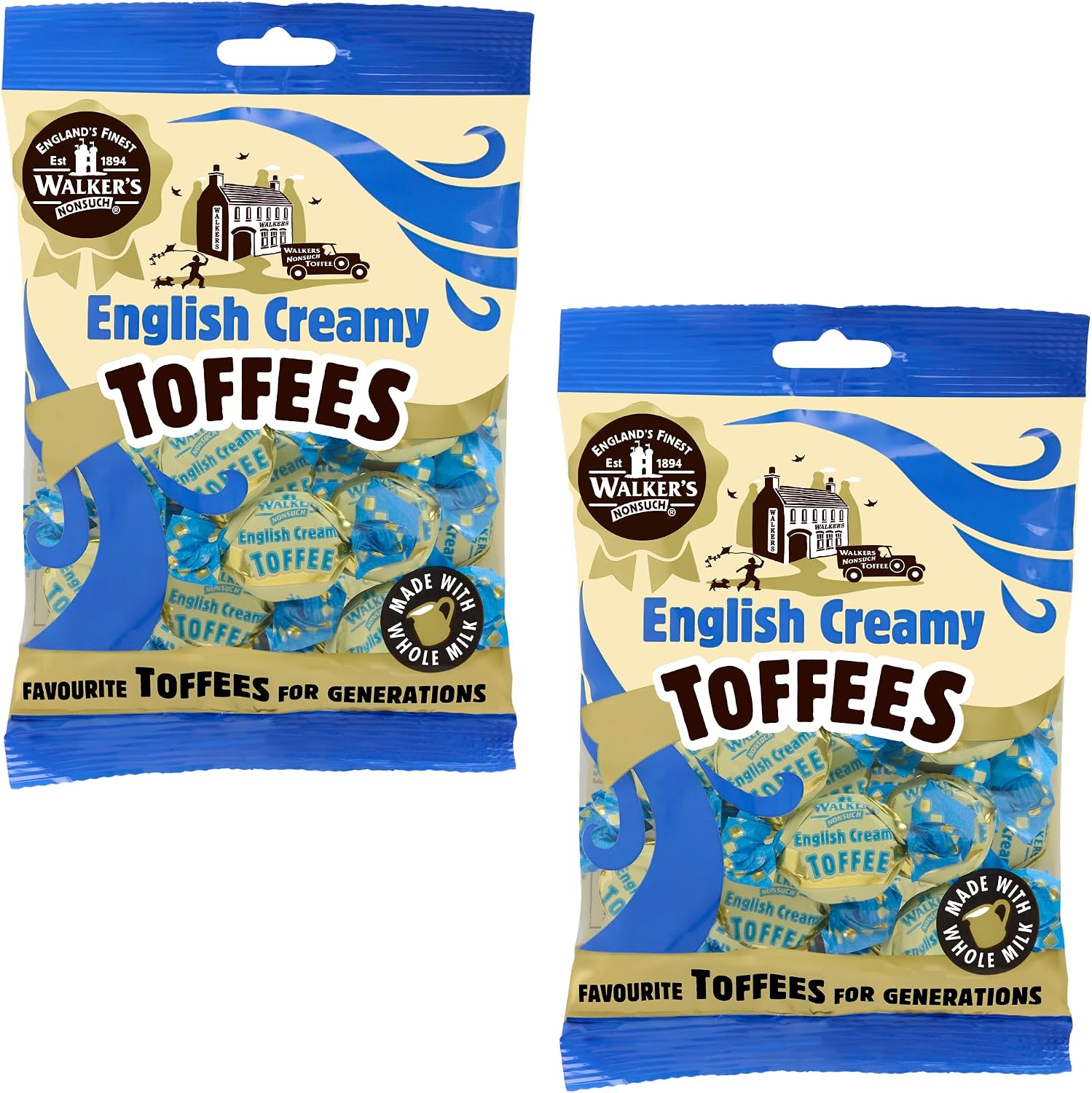 Walkers Nonsuch English Creamy Toffees front view of double pack bag