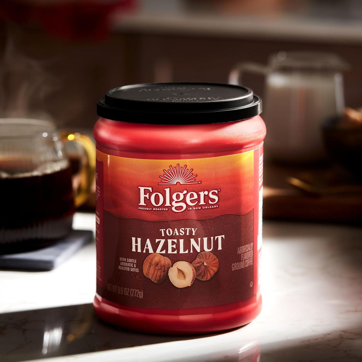 Folgers 9.6-ounce coffee canister opening and seal