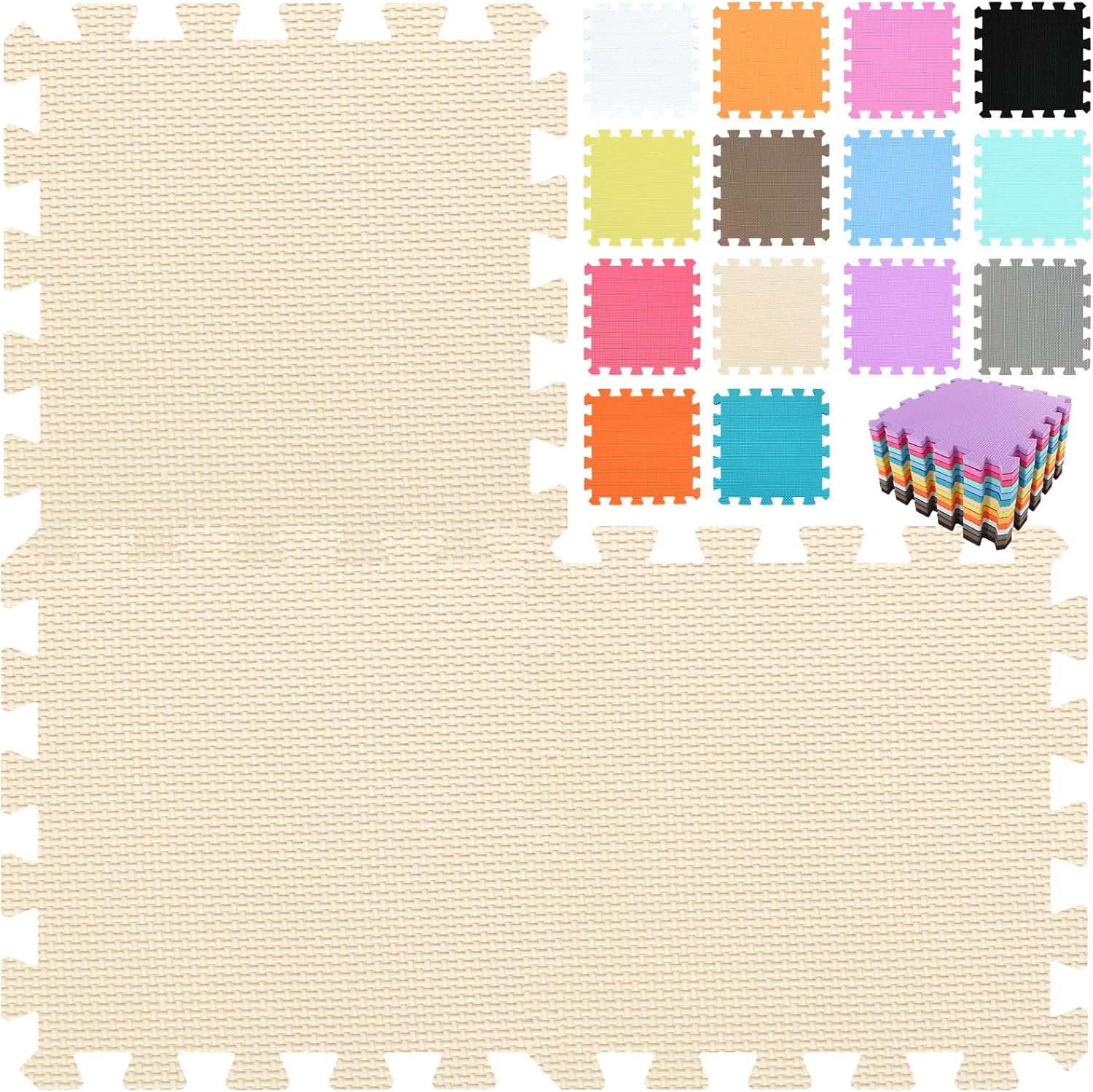 Qqpp EVA rubber 18 tiles interlocking puzzle foam floor mat front view