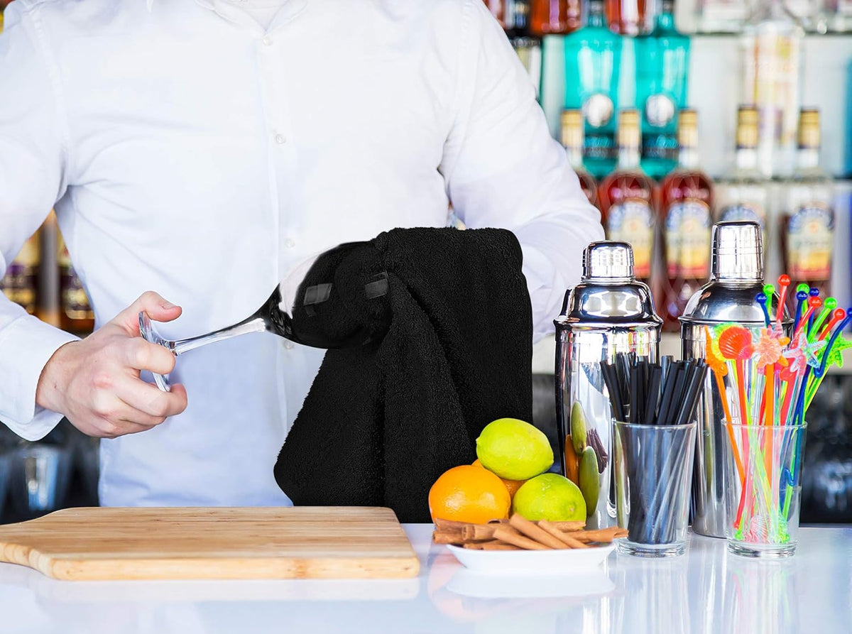 Utopia Towels multi-purpose black cleaning towel in use