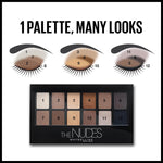 Top view of Maybelline Nudes eyeshadow palette compact