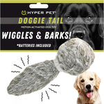Hyper Pet Doggie Tail Interactive Plush Automatic Dog Toy front view grey fur texture