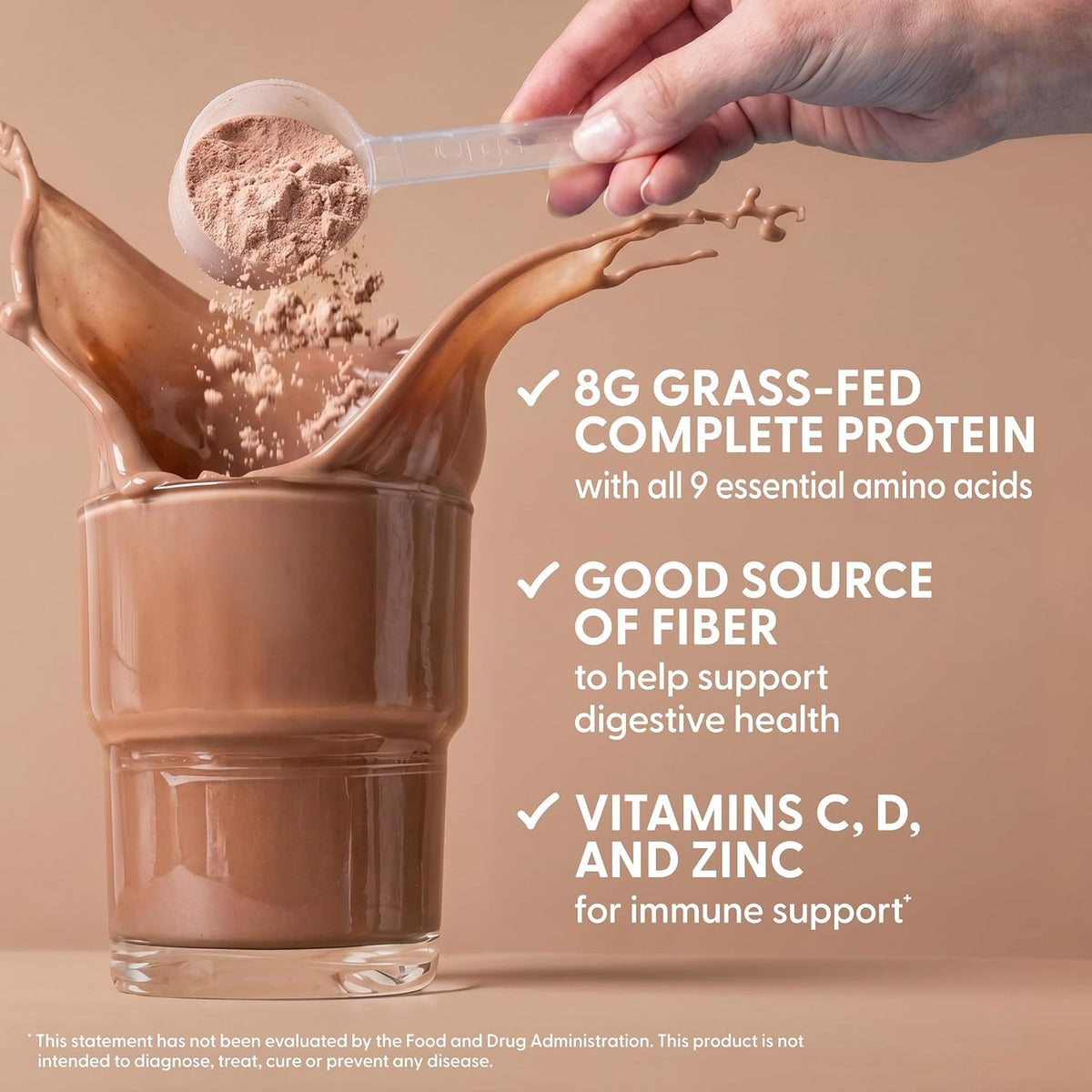 Doctor formulated chocolate brownie protein shake powder back label