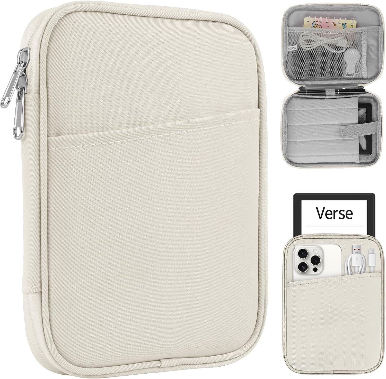 HoYiXi universal e-reader sleeve bag front view in white