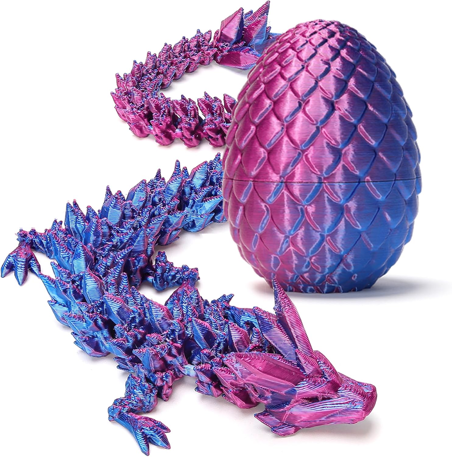 Zobetro 3D printed purple articulated crystal dragon inside egg