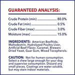 Pet Factory digestible dog chews showing the premium high quality thick hide composition