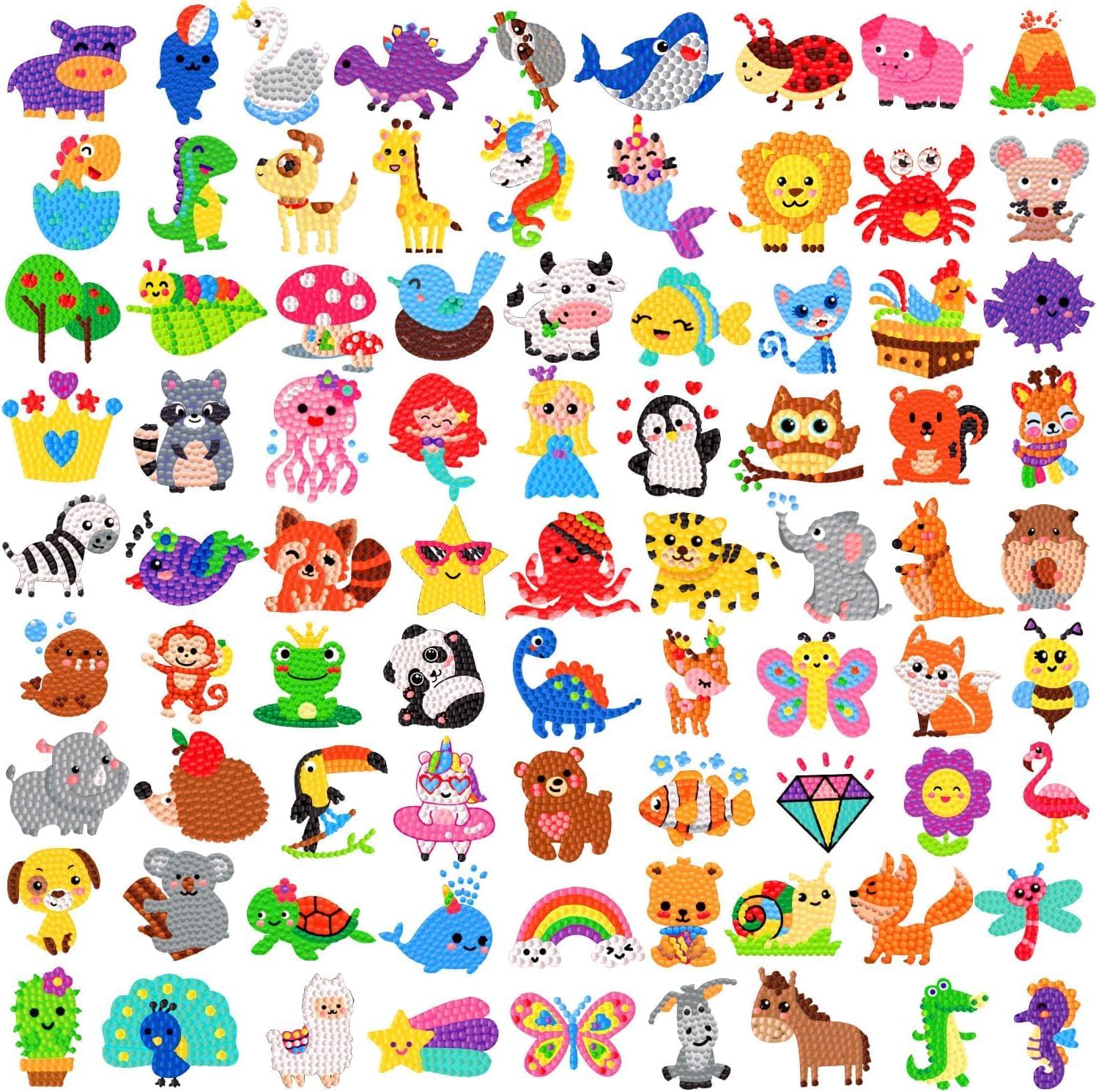 Labeol Diamond Art Kits for Kids front packaging view showcasing colorful animal sticker designs.