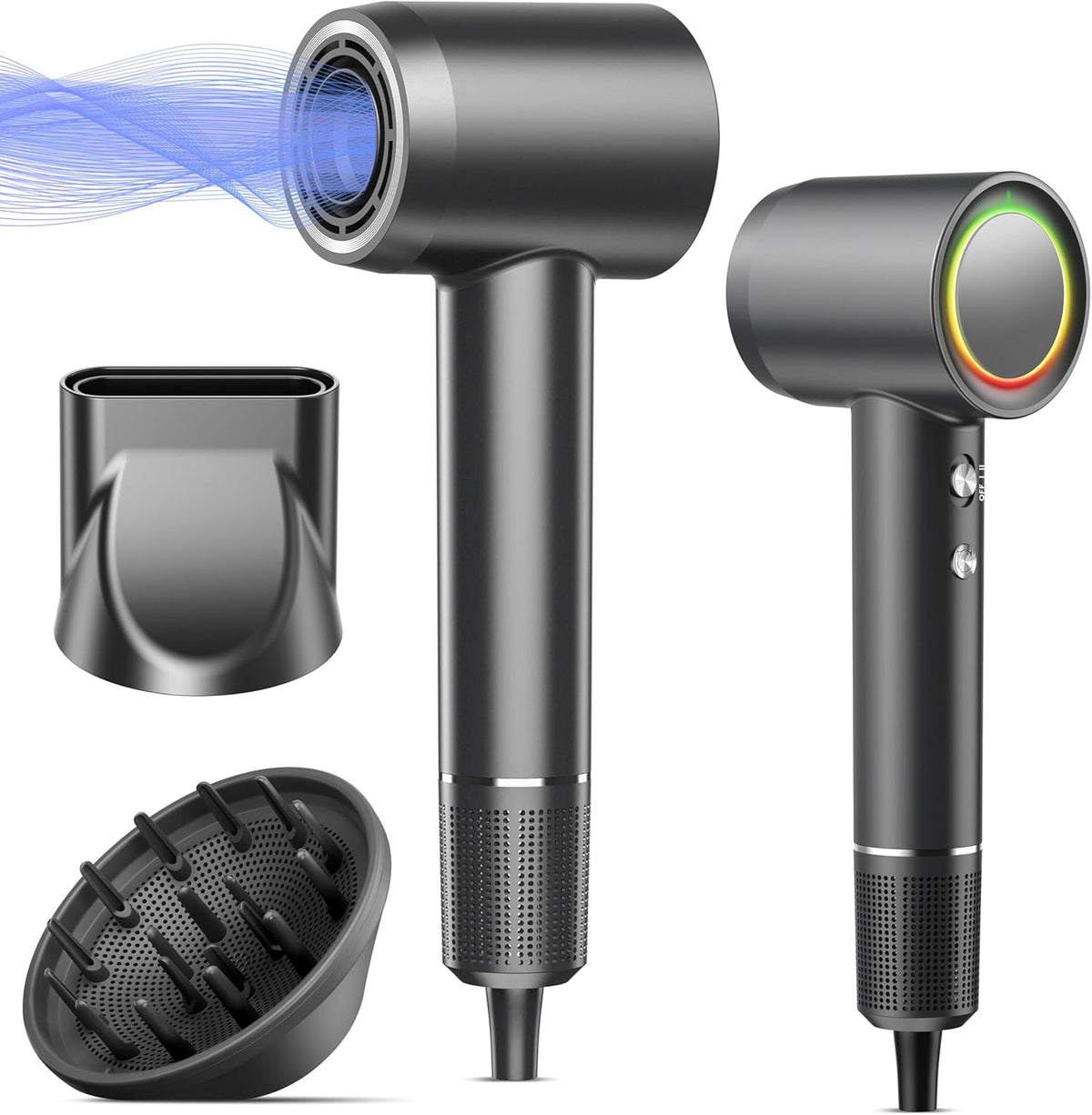 OIMYE high speed ionic hair dryer front view showing sleek professional design