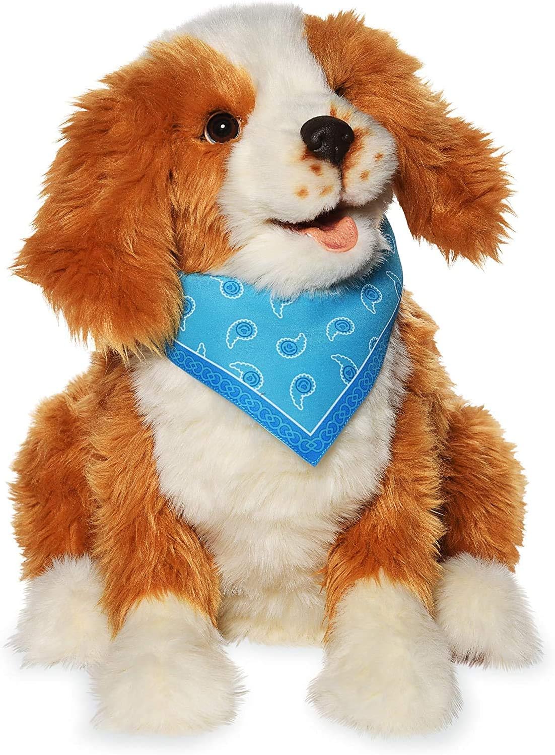 Joy For All golden pup companion pet front view showing soft coat and realistic design