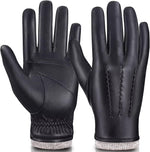 MAGILINK mens leather touchscreen winter gloves front view