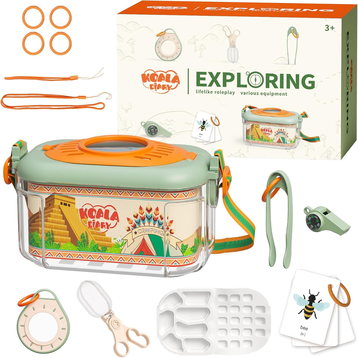 Koala Diary Kids Explorer Bug Catching Kit front view with insect habitat and tools