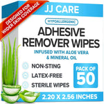 JJ CARE Adhesive Remover Wipes 50 pack front view medical skin care