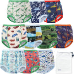 EZ Moms High Waist Potty Training Underwear front view of dinosaur print toddler pants pack.