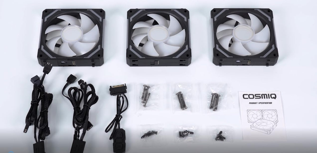 Side profile of AsiaHorse COSMIQ case fan displaying the dual side infinity mirror frame design elements