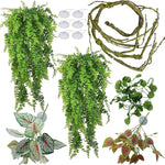 Mephan reptile tank accessories set with hanging vines and leaves