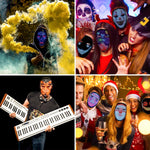 Funle LED mask worn by an adult model for Halloween costume cosplay