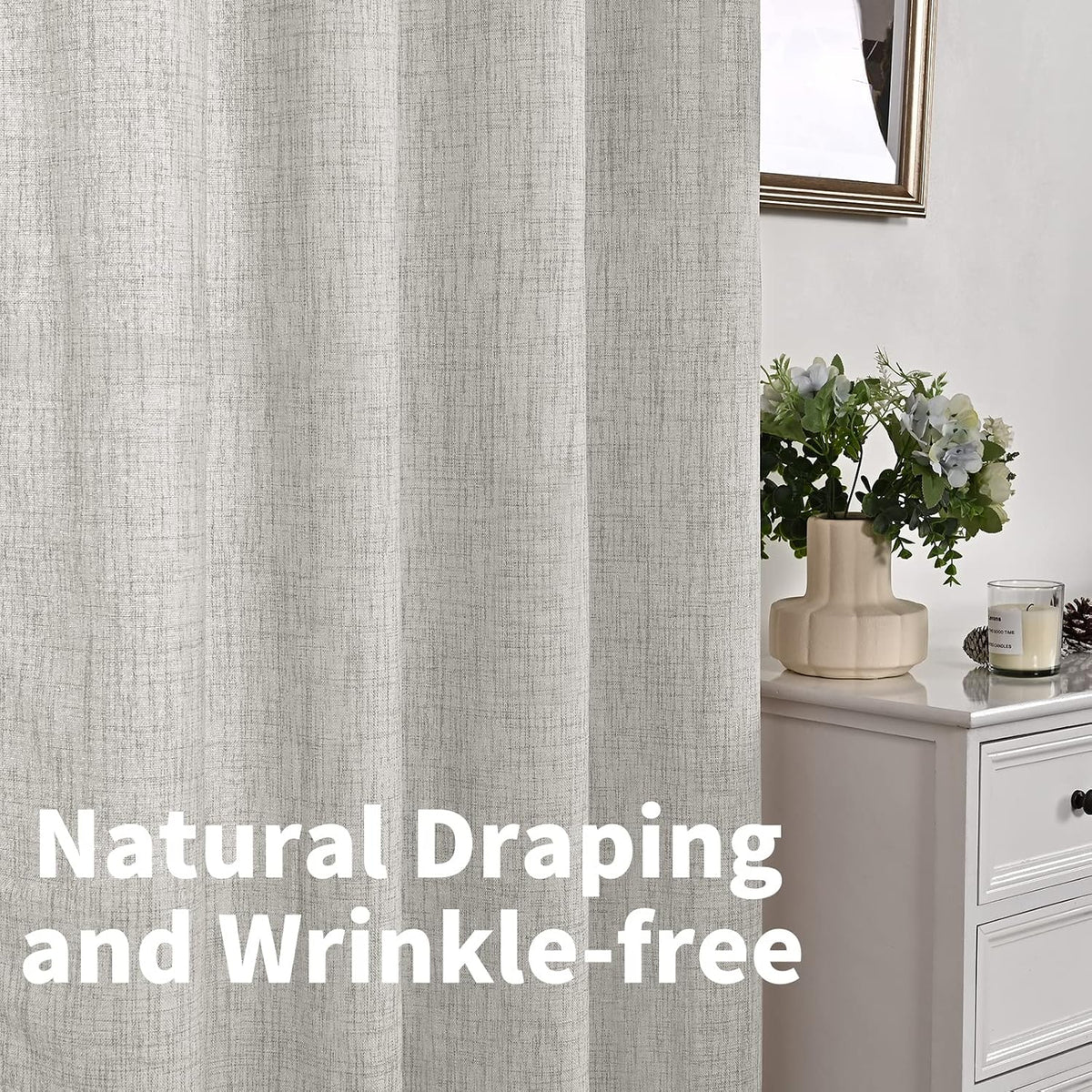 YoungsTex 36 inch length linen curtains two panel set package