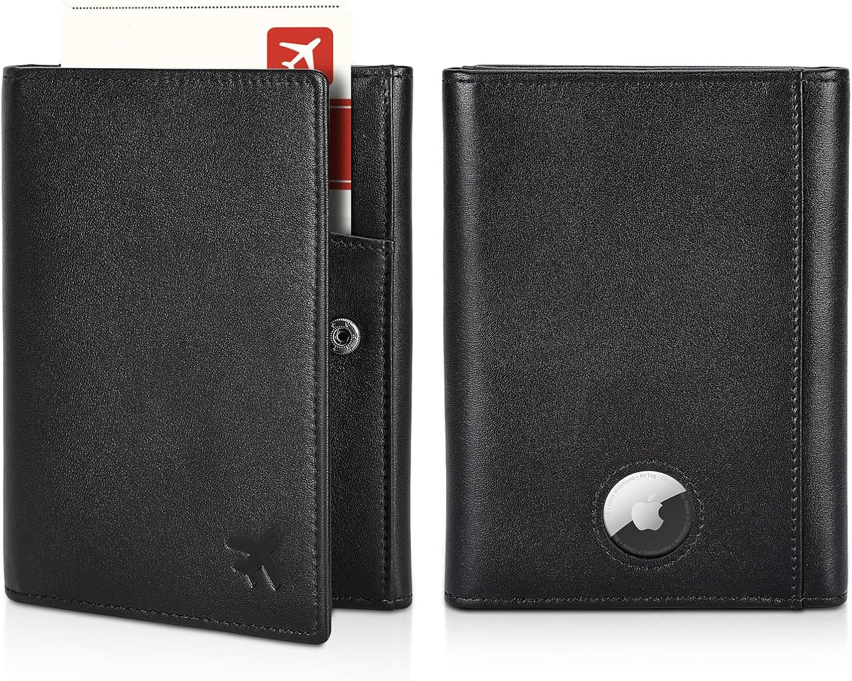 Polare Full Grain Leather Pilot Wallet Passport Holder RFID Blocking Tri-fold Travel Cover Document Organizer for Aviation Professionals (Dark Brown with AirTag Slot) - Image 11