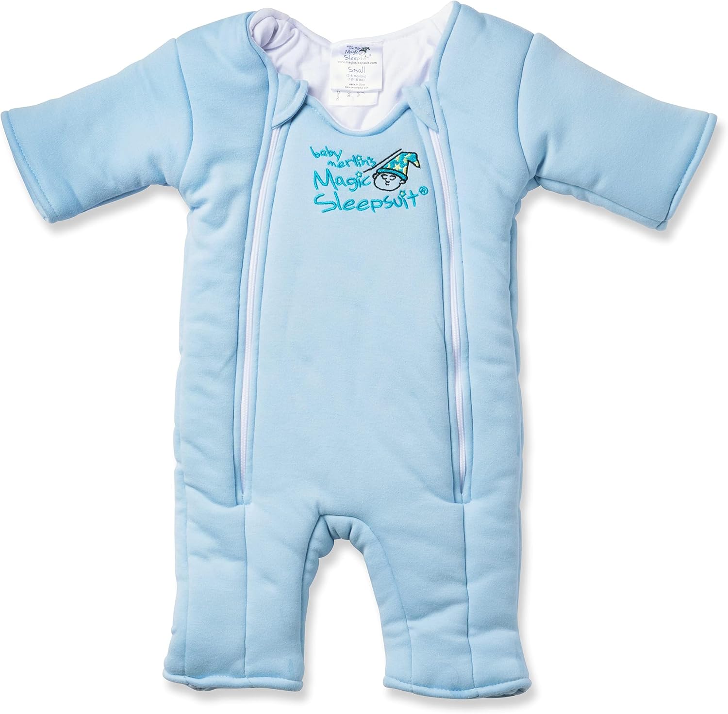 Magic Sleepsuit Baby Merlin bamboo cotton transition suit blue front view