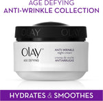 Olay Age Defying Anti-Wrinkle Replenishing Night Cream box packaging