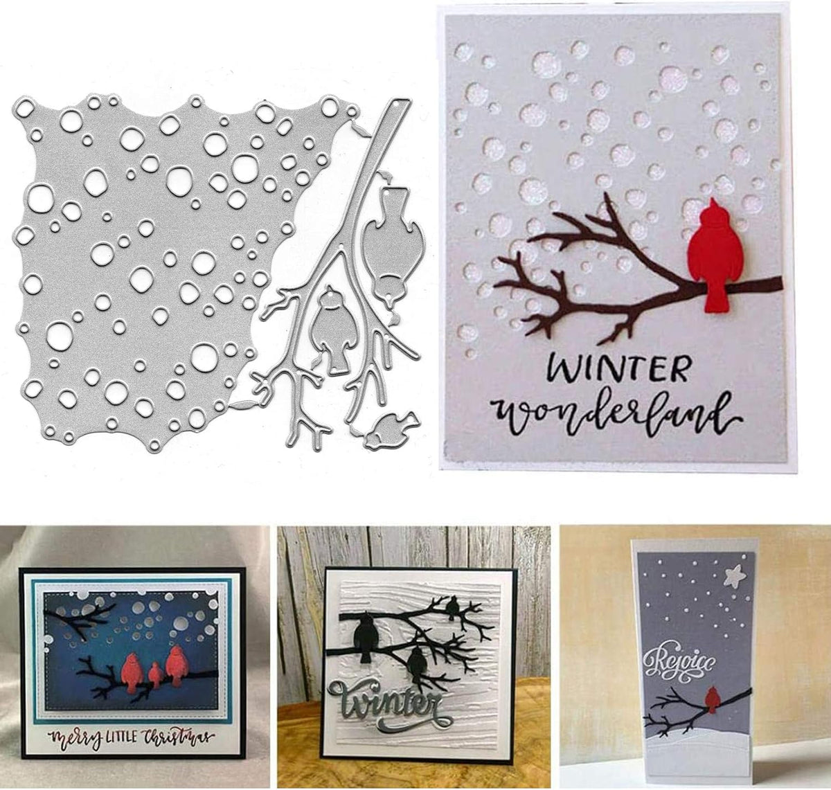 Ergonflow tree branch and bird die cuts on cardstock