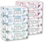 Plasticpro Plush Facial Tissues 8 box family pack front view for household hygiene.