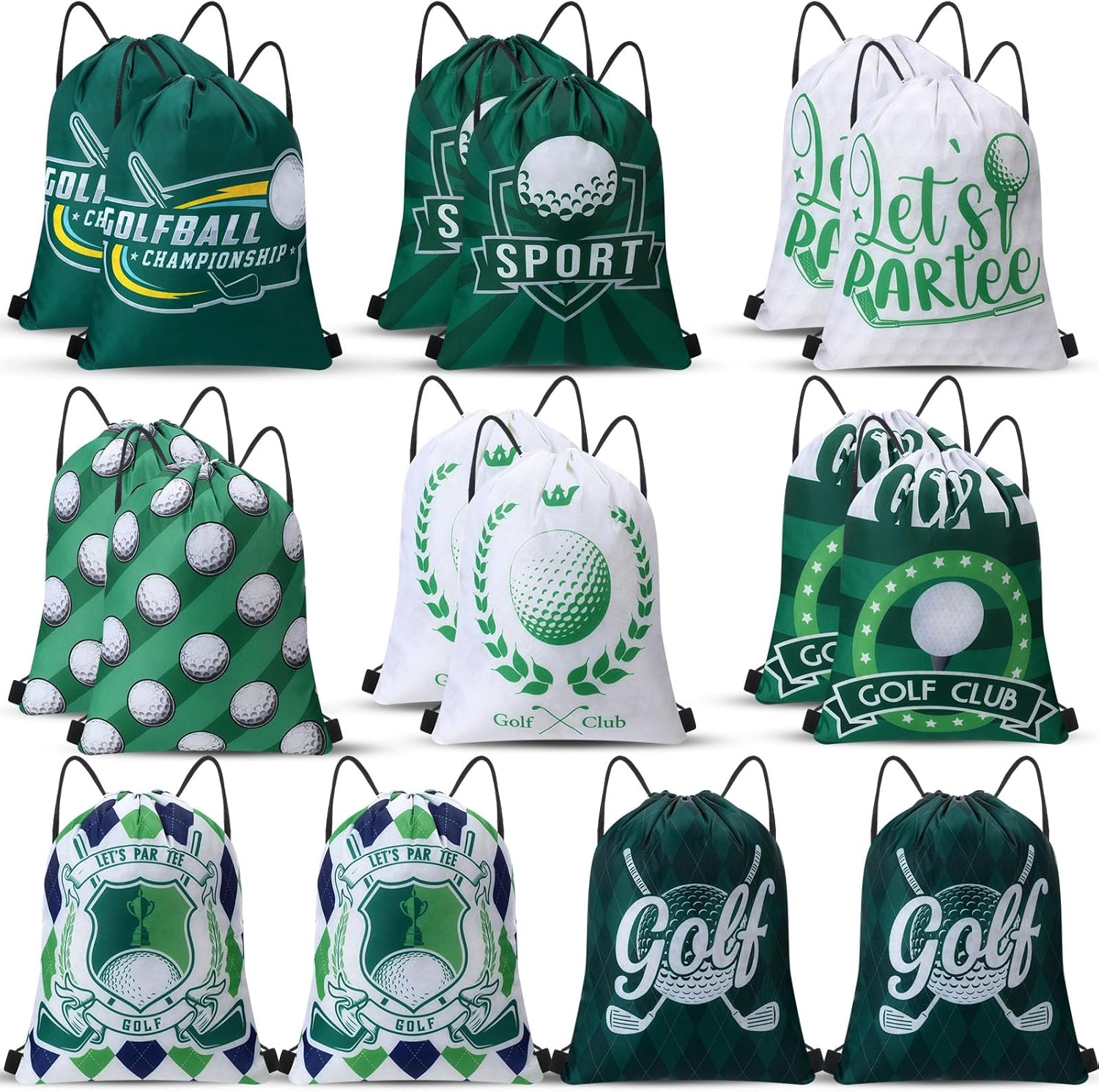 Honoson 16 piece golf drawstring backpack set front view