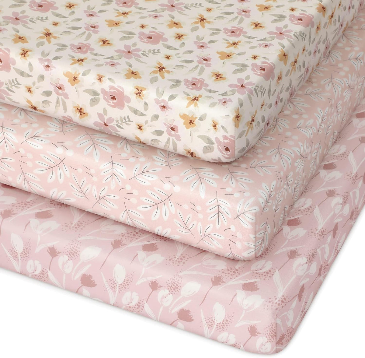 Unnivoll neutral crib sheet set styled in modern nursery setting