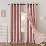 MYSKY HOME Nursery Curtains Yellow Double Layer Curtains for Bedroom 63 Inch Long Curtains for Kids Room Kithen White Pom Pom Sheer Grommet Room Darkening Window Curtains 2 Panels Set, 52 x 63 Inch - Image 14