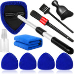Qydipclin 10 piece windshield cleaning tool kit featuring extendable handle and blue microfiber pads