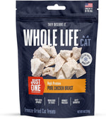 Single ingredient chicken breast treats for cats in 10 ounce pack